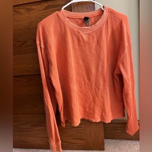 Orange waffle women’s long sleeve